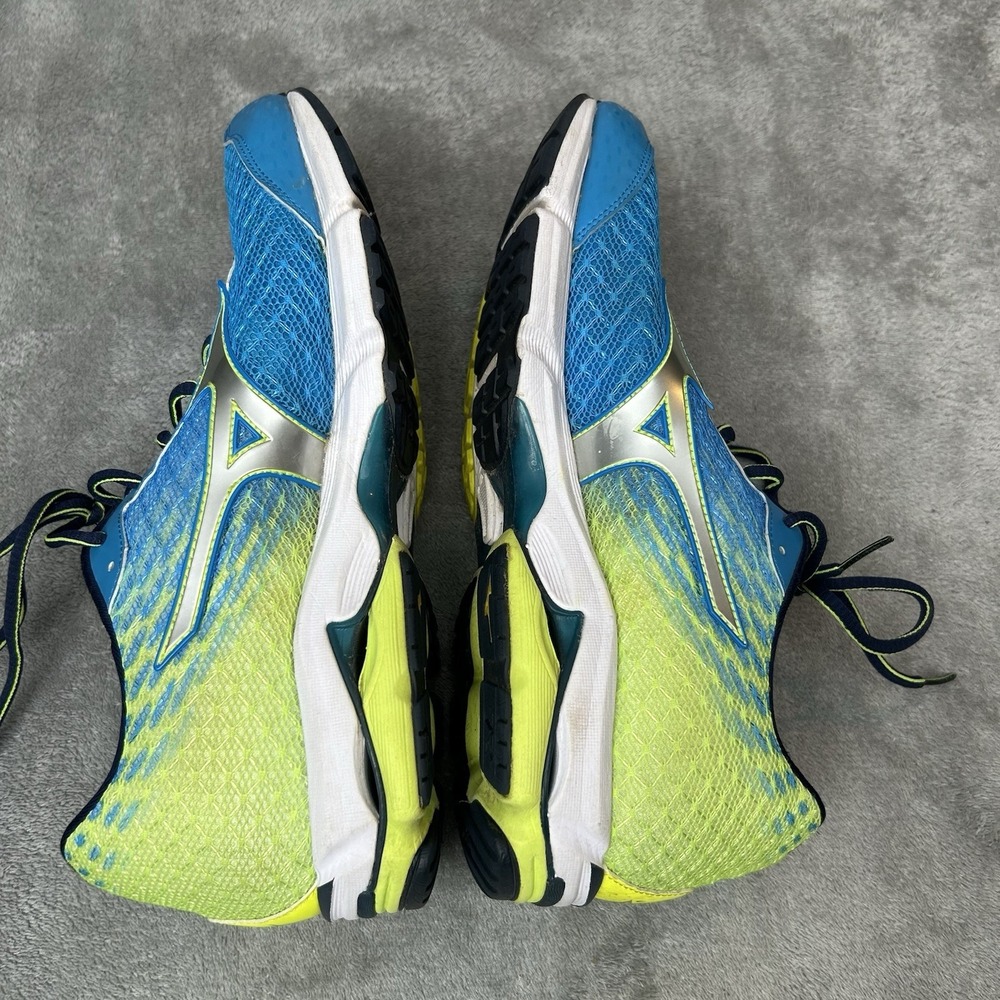Mizuno Wave Rider 19 Mens Size 11 Blue Lime Green Shoes Sneakers 410734.4Y73